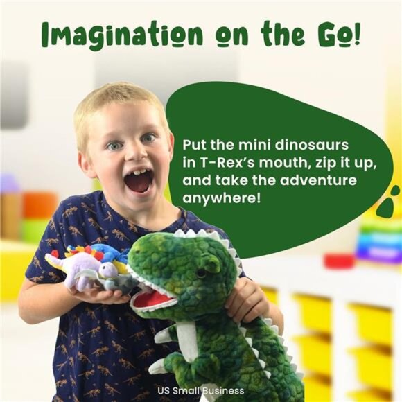 Dinosaur Stuffed Animal T-Rex and 5 Little Dinos for Boys & Girls -Plush Stuffie - Picture 4 of 7